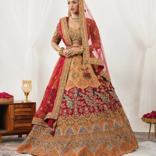 Lehenga Choli with Zardozi, Sequins, and Cutdana Work